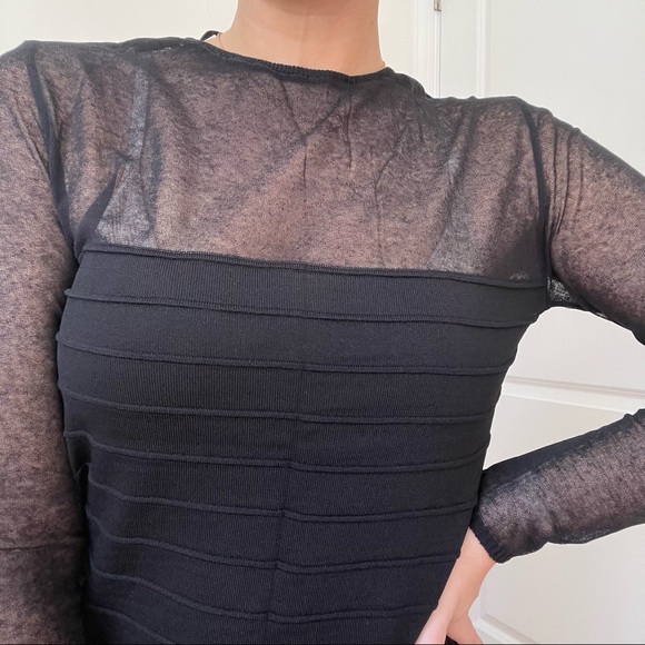 Zara Knit Mini Dress With Sheer Sleeves - Picture 6 of 11